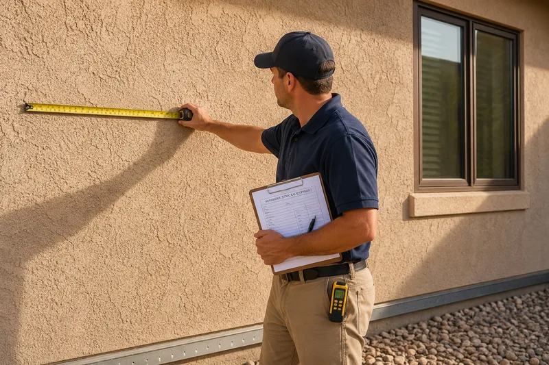 Tape measure held to a wall while a written estimate is prepared
